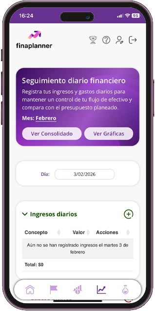 Pantalla de la app Finaplanner